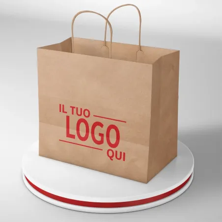 Shopper Avana fondo largo maniglia ritorta stampa un colore due