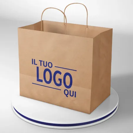 Shopper Avana fondo largo maniglia ritorta stampa un colore due