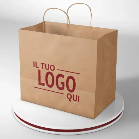 Shopper Avana fondo largo maniglia ritorta stampa un colore due
