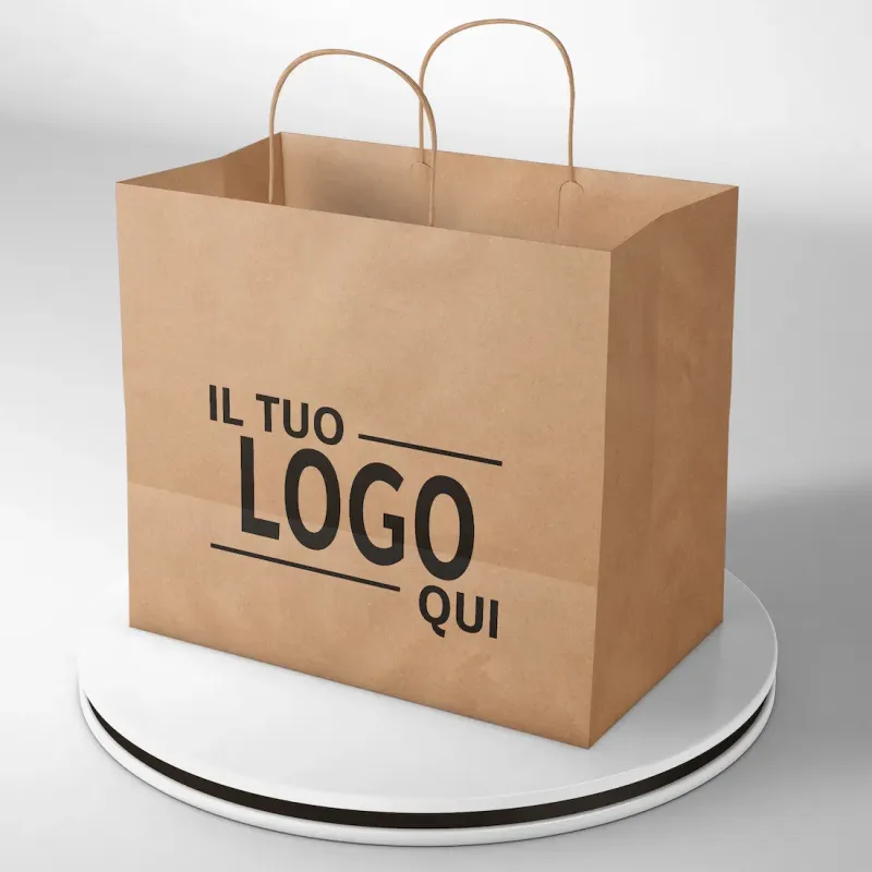 Shopper Avana fondo largo maniglia ritorta stampa un colore due