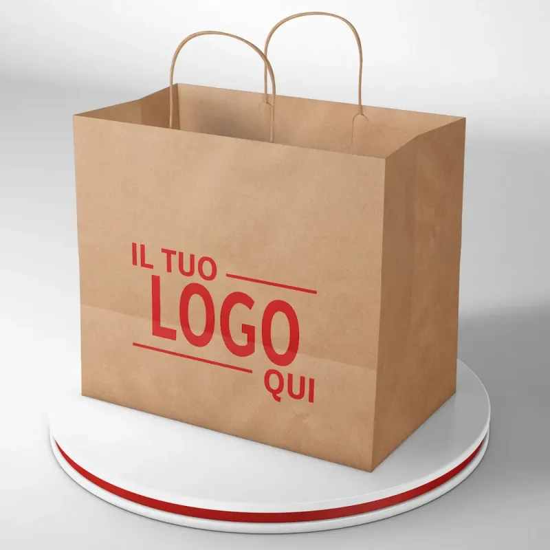 Shopper Avana fondo largo maniglia ritorta stampa un colore due