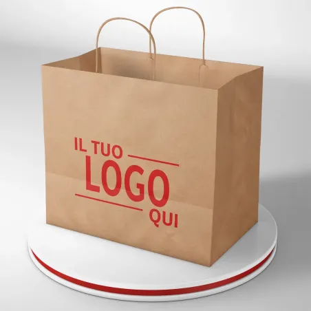 Shopper Avana fondo largo maniglia ritorta stampa un colore due