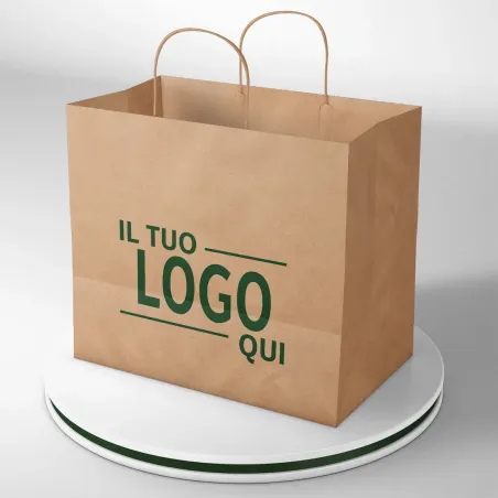 Shopper Avana fondo largo maniglia ritorta stampa un colore due