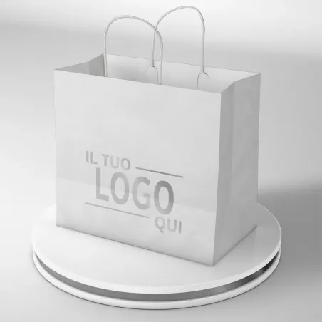 Shopper Bianco fondo largo maniglia ritorta stampa un colore