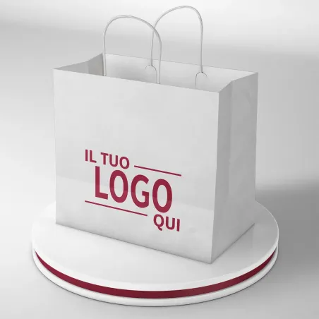 Shopper Bianco fondo largo maniglia ritorta stampa un colore