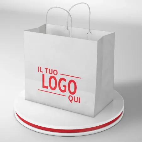 Shopper Bianco fondo largo maniglia ritorta stampa un colore