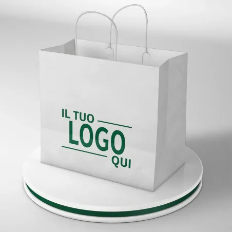 Shopper Bianco fondo largo maniglia ritorta stampa un colore