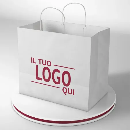 Shopper Bianco fondo largo maniglia ritorta stampa un colore