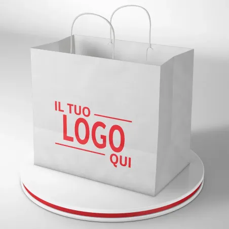 Shopper Bianco fondo largo maniglia ritorta stampa un colore