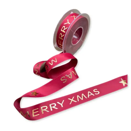Nastro in Doppio Raso Glamour Merry XMAS Miglior Prezzo  Natale