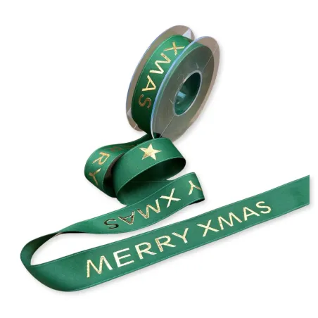 Nastro in Doppio Raso Glamour Merry XMAS Miglior Prezzo  Natale