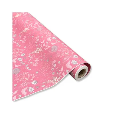 Bobina Carta Fantasia Jardin Fondo Magenta. Lunghezza 25 m.