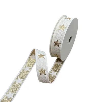 Nastro Tessuto Gold Stars White Miglior Prezzo  Nastri in