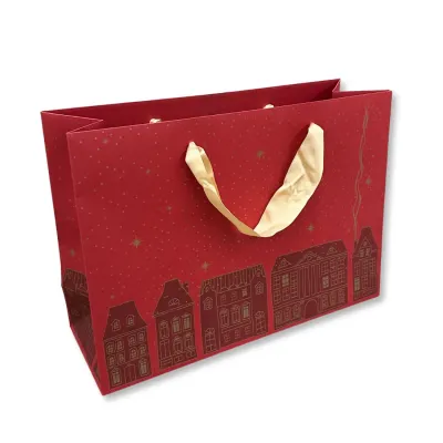 Shopper in Carta Natalizia Xmas Town Red Miglior Prezzo 