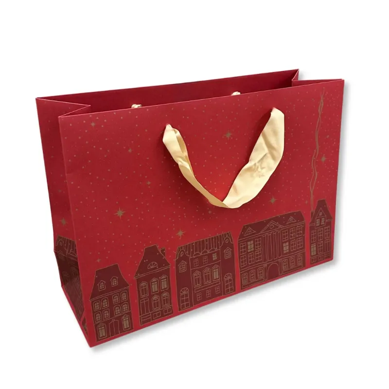 Shopper in Carta Natalizia Xmas Town Red Miglior Prezzo 