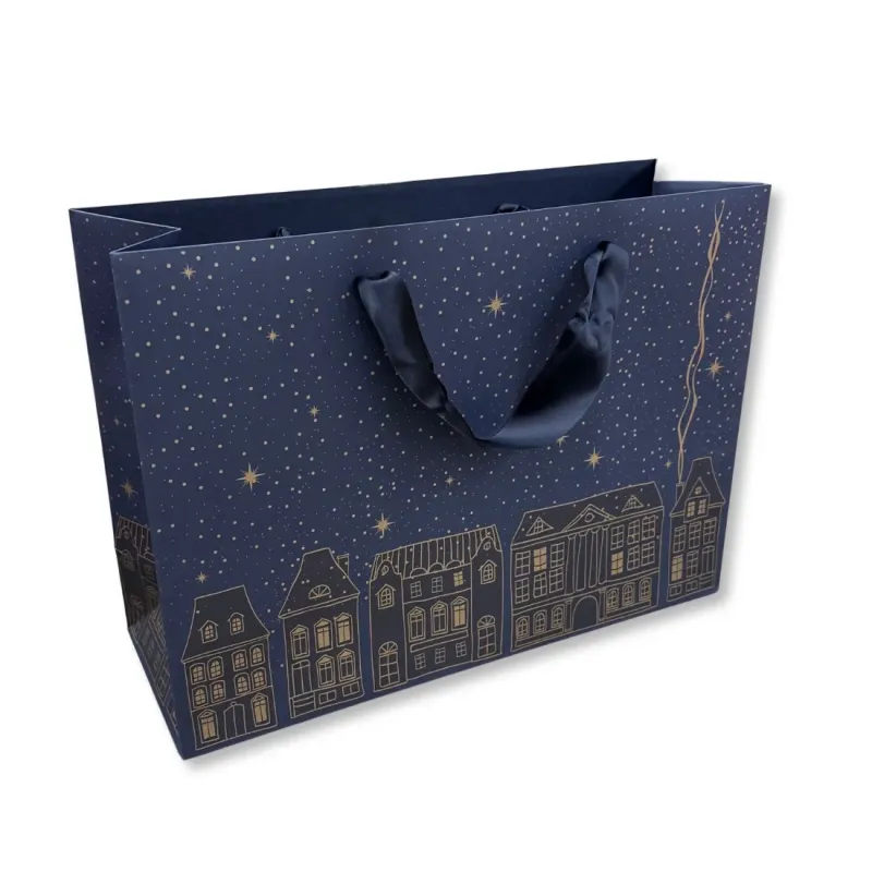 Shopper in Carta Nataliza Xmas Town Blue