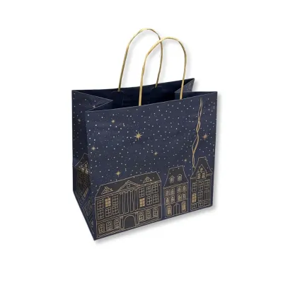 Shopper in Carta Xmas Town Blue Miglior Prezzo  Shoppers in