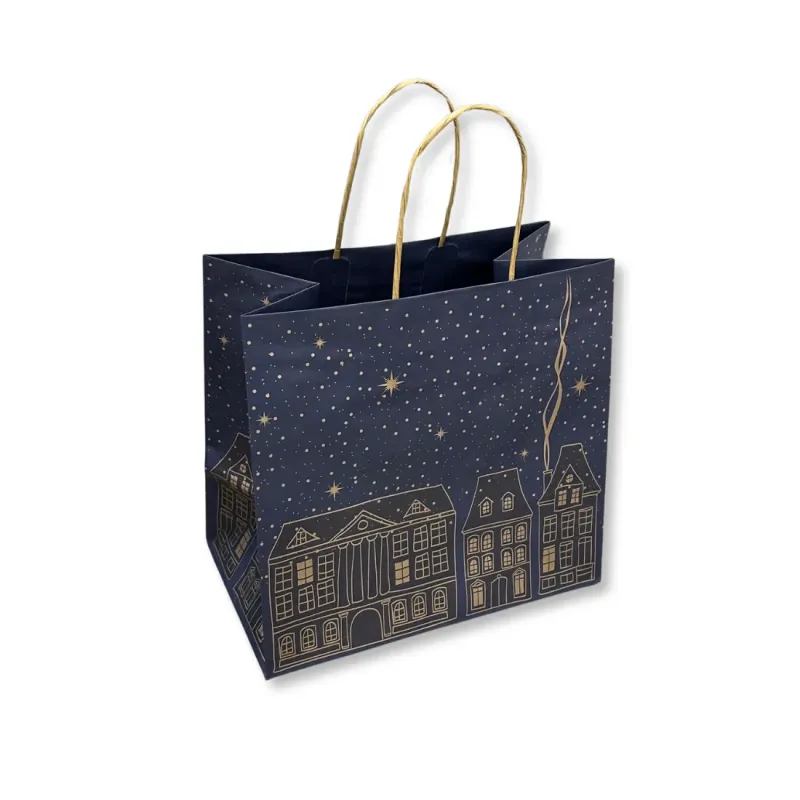 Shopper in Carta Xmas Town Blue Miglior Prezzo  Shoppers in