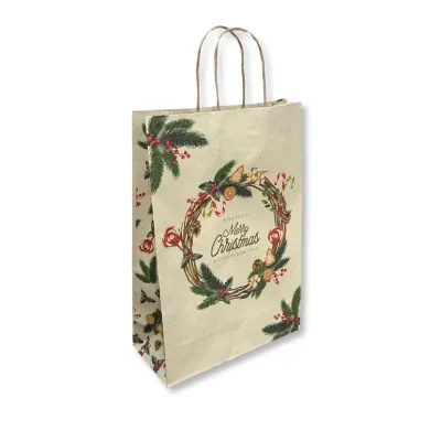 Shopper in Carta Ghirlanda Merry Christmas Miglior Prezzo 