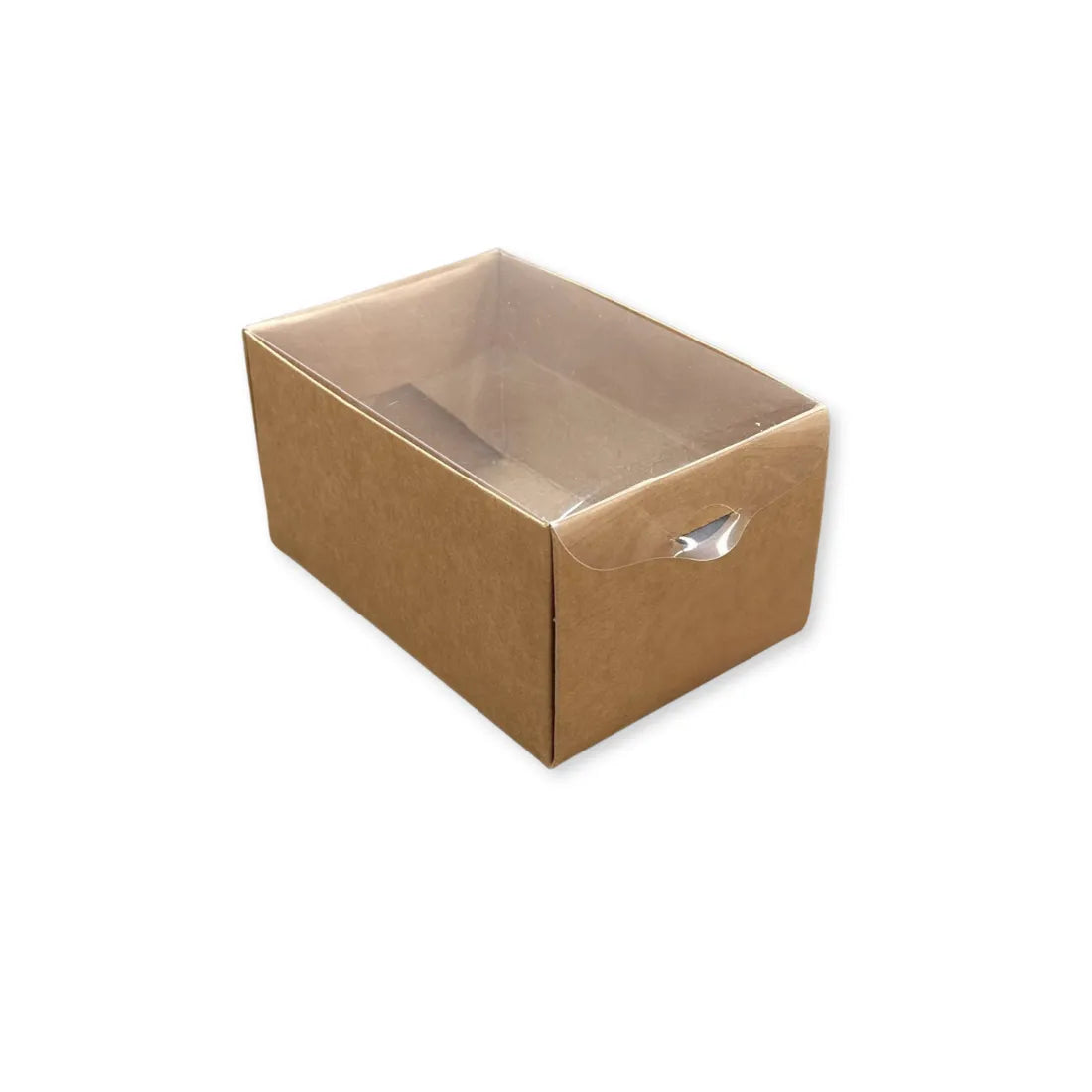 Scatola Confezione Regalo Avana con Coperchio in PVC Trasparente
