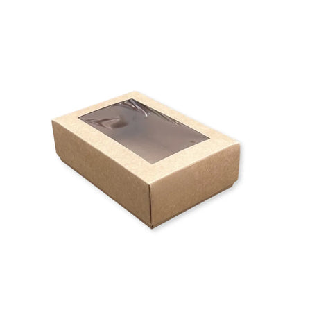Scatola Confezione Regalo Colore Avana con Coperchio in PVC Trasparente