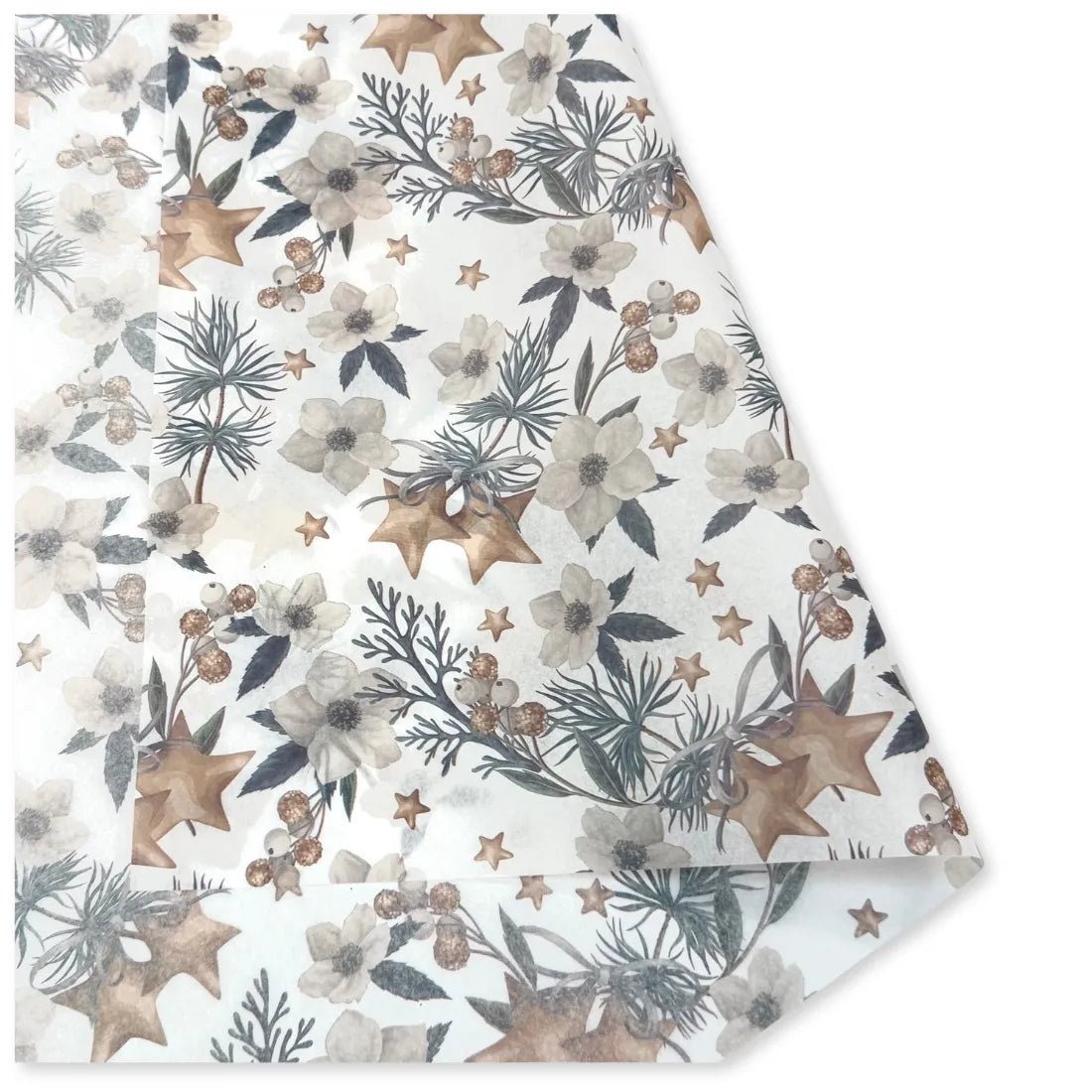 24 Fogli Carta Velina Fantasia White Christmas 20 gr. 70x100 cm.