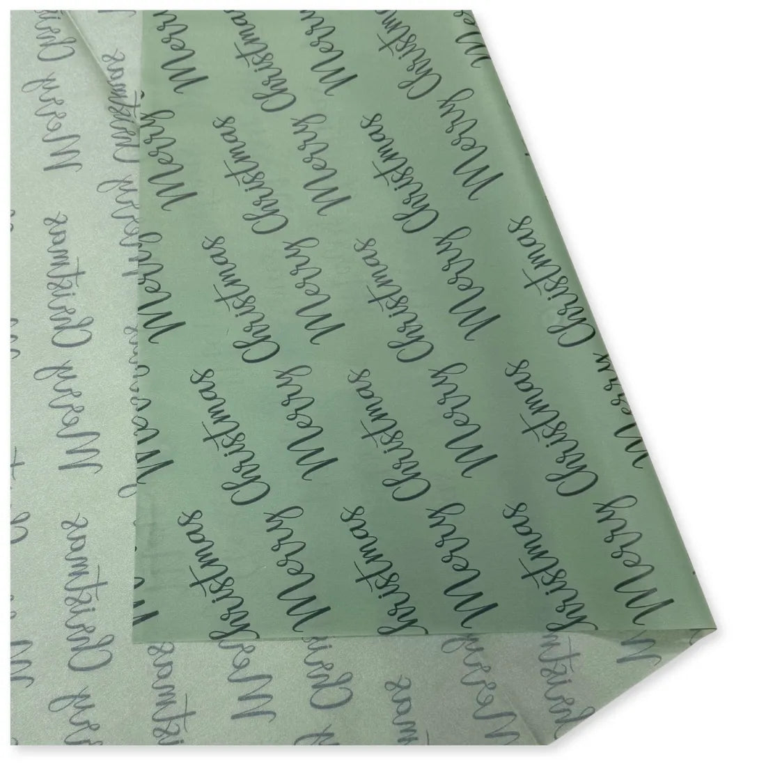 50 Fogli Carta Velina Fantasia Merry Christmas Verde 20 gr. 62x86 cm.