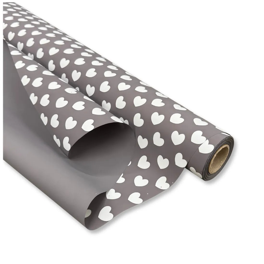Bobina Polipropilene 40 My. Fantasia Cuori Grigio. Lunghezza 40 mt.