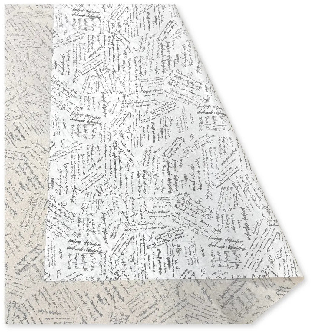 25 Fogli Carta Velina Fantasia Script Bianco 20 gr. 70x100 cm.