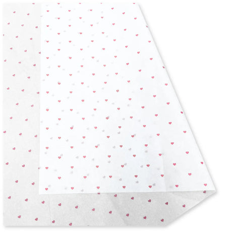 30 Fogli Carta Velina Fantasia Cuore Rosso 20 gr. 70x100 cm.