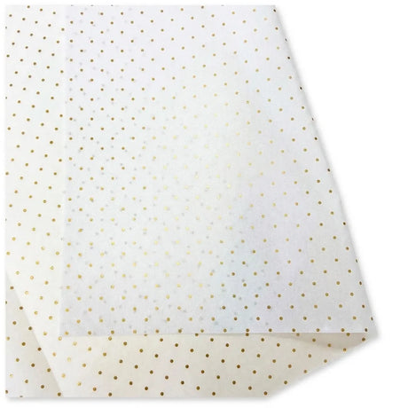 30 Fogli Carta Velina Fantasia Pois Oro 20 gr. 70x100 cm.