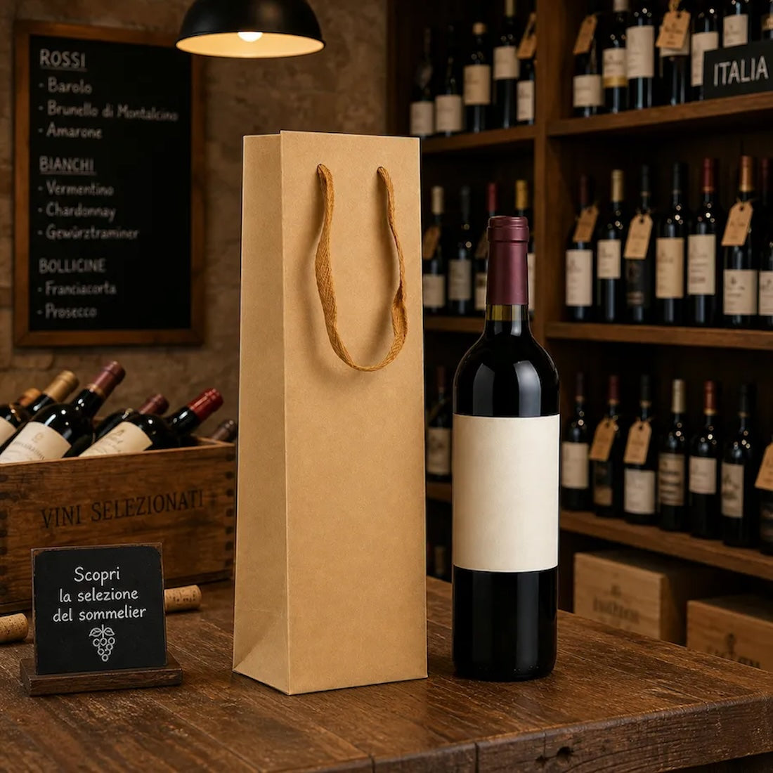 Shopper Porta 1,2 e 3 Bottiglie Avana