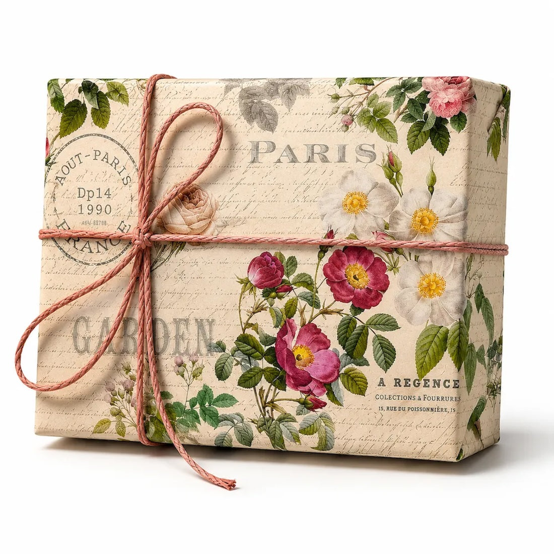 25 Fogli Carta Regalo Giardino Francese