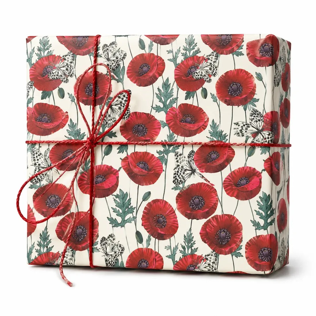 25 Fogli Carta Regalo Papaveri e Farfalle