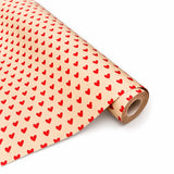 Bobina in Carta Avana Fantasia di Cuori Rossi. Altezza 70 cm. Lunghezza 40 mt.