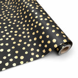 Bobina in Carta Nera Pois Oro. Altezza 70 cm. Lunghezza 25 mt.