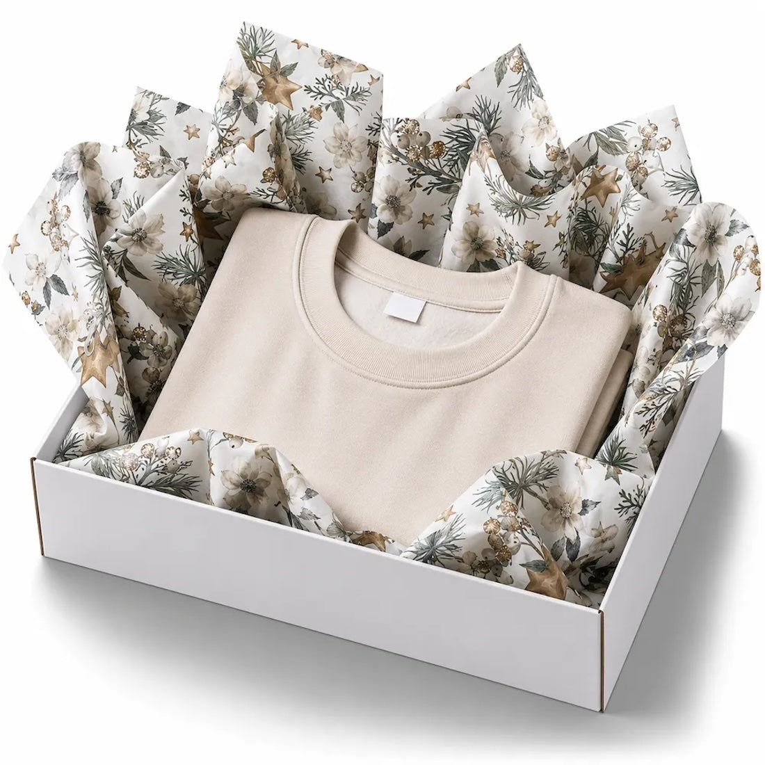 24 Fogli Carta Velina Fantasia White Christmas 20 gr. 70x100 cm.