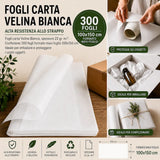 300 Fogli Carta Velina Premium Bianca 22 gr. 100x150 cm.