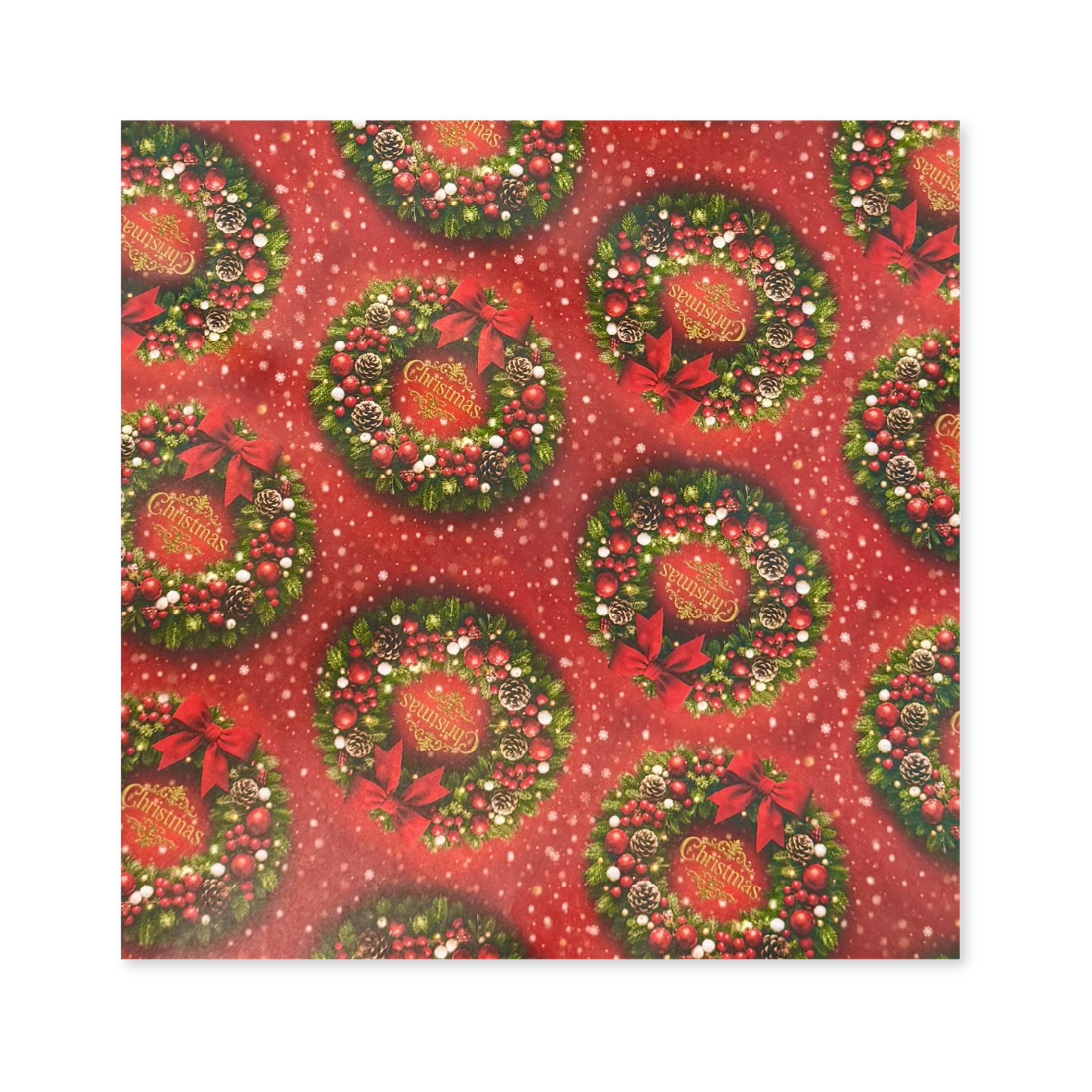 25 Fogli Carta Regalo Christmas Garland Red