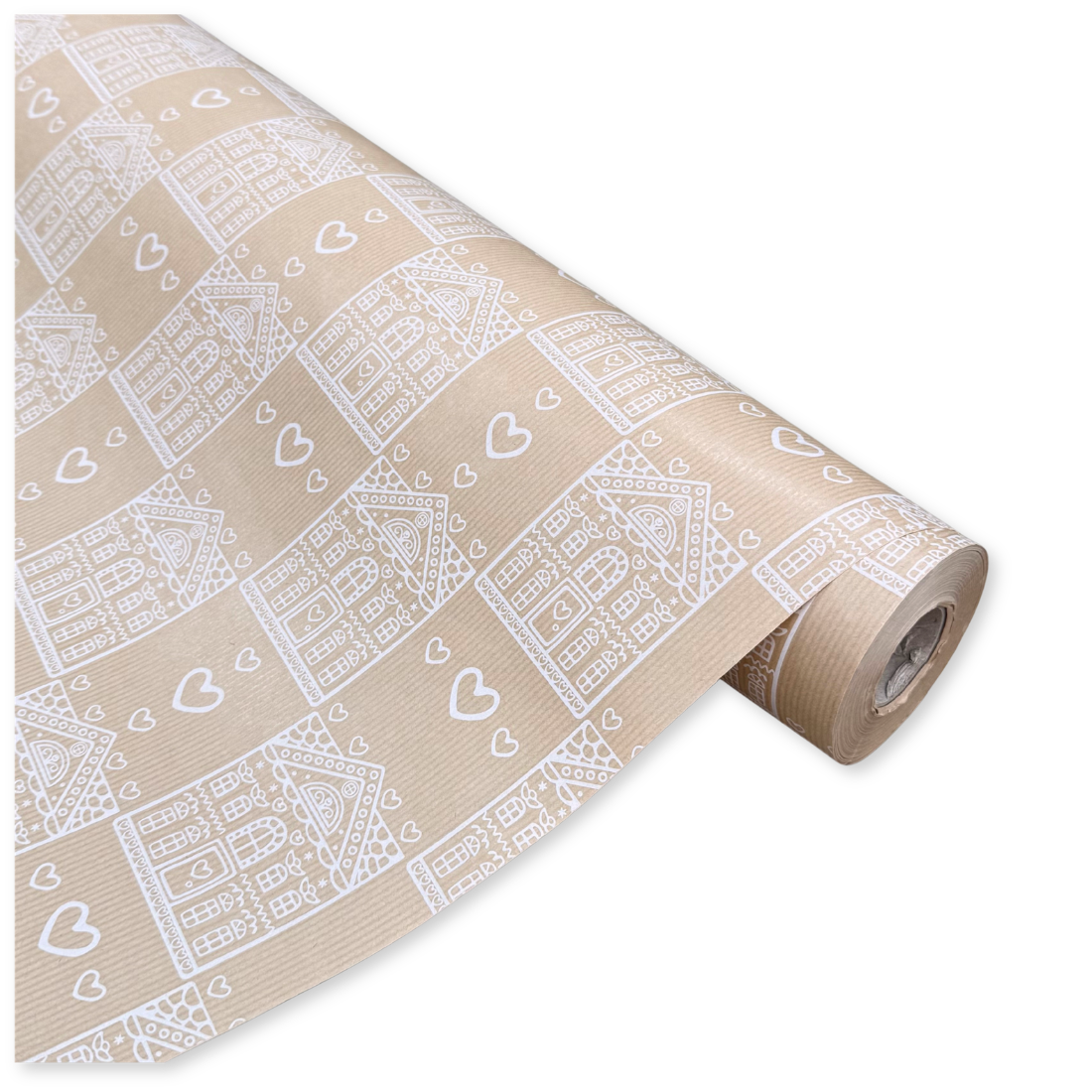 Bobina in Carta Fantasia Gingerbread Blanc. Altezza 69 cm. Lunghezza 50 mt.