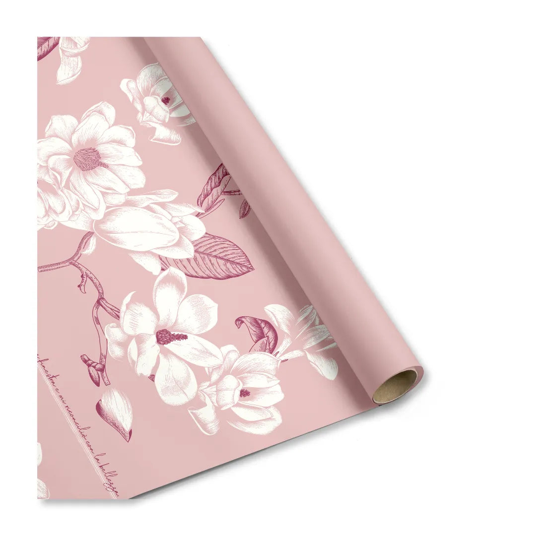 Bobina Polipropilene 40 My. Fantasia Magnolia Rosa Antico. Lunghezza 25 mt.
