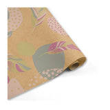 Bobina in Carta Avana Fantasia Fiori e Penne Multicolor Colori Accesi. Altezza 100 cm. Lunghezza 25 mt.
