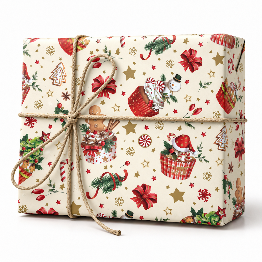 25 Fogli Carta Regalo Xmas Cupcakes