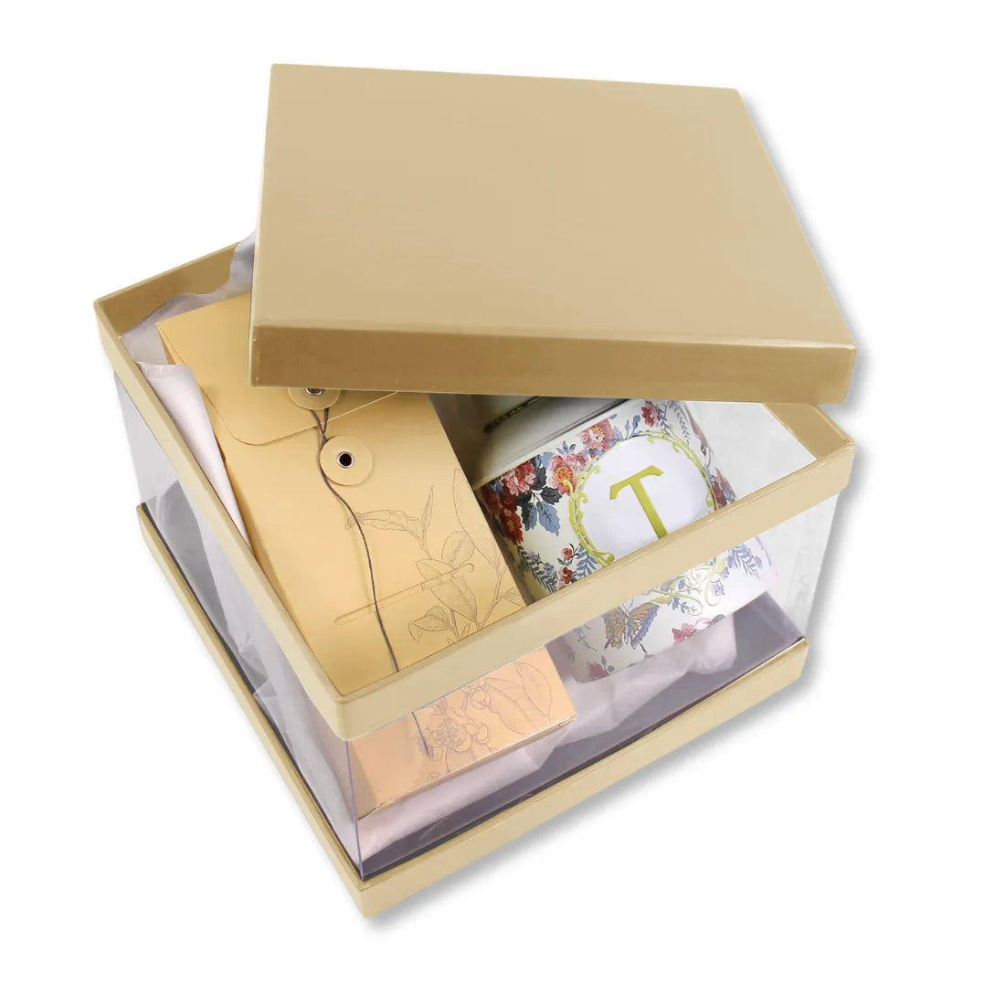 Scatola Confezione Regalo Fondo e Coperchi Avana con Lati in PVC