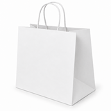 Shopper in Carta Bianca Take Away Fondo Largo Maniglia Ritorta