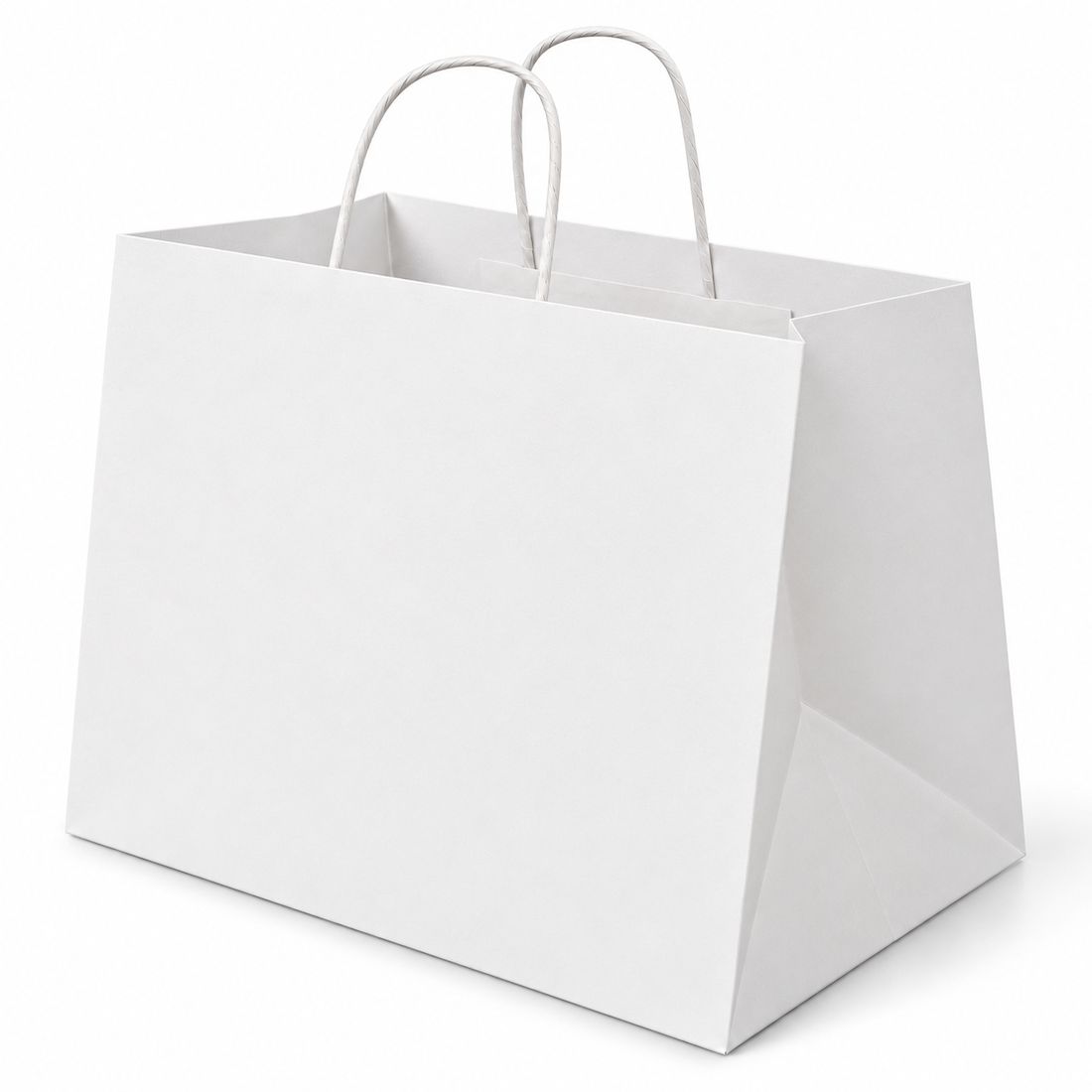 Shopper in Carta Bianca Take Away Fondo Largo Maniglia Ritorta