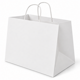 Shopper in Carta Bianca Take Away Fondo Largo Maniglia Ritorta