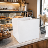 Shopper in Carta Bianca Take Away Fondo Largo Maniglia Ritorta