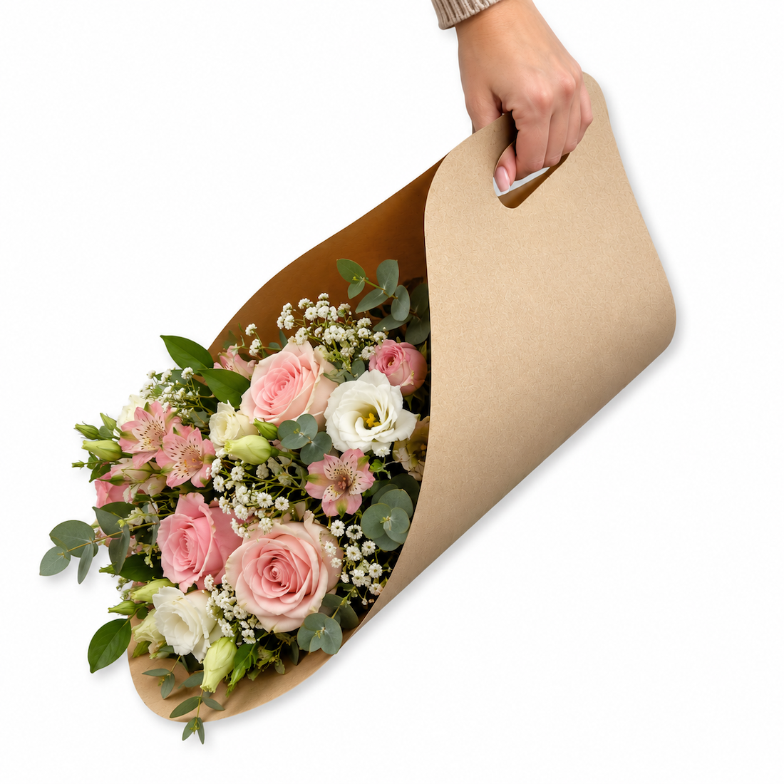Shopper in Carta Porta Fiori Manico Fustellato