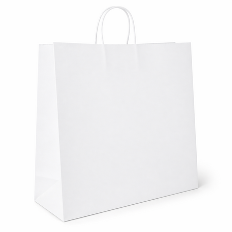 Shopper in Carta Bianca Maniglia Ritorta